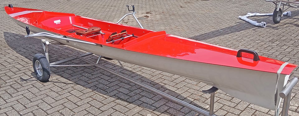 Trimmi XL T1x roeiboot op trolley &ndash; extra stabiele recreatieve roeiboot voor beginners