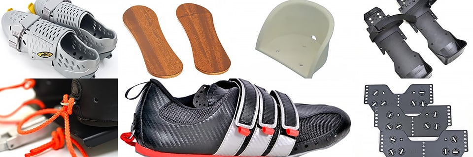 Rowing shoes and other foot connections