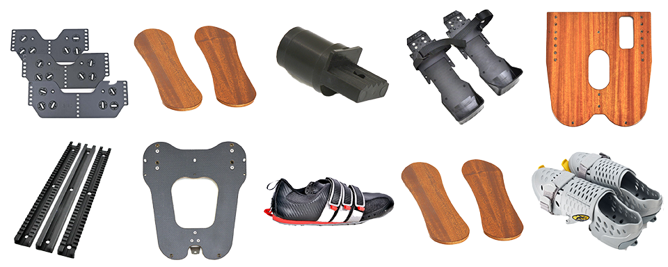 Stretchers, rowing shoes and stretcherboard parts